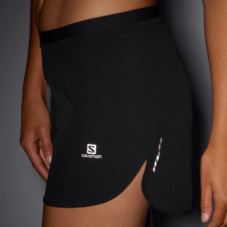 Black Salomon Cross 3'' Women's Running Shorts | IE ZA9647